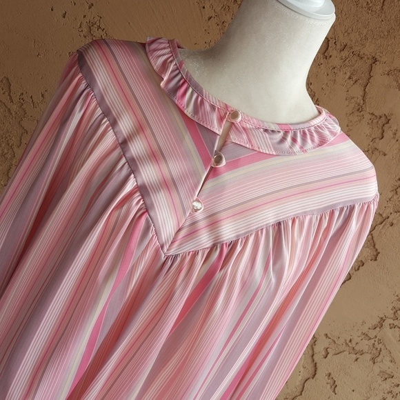 Vintage Tiger Lily Pink Striped Ruffle‎ Peter Pan Collar Blouse - Picture 3 of 6
